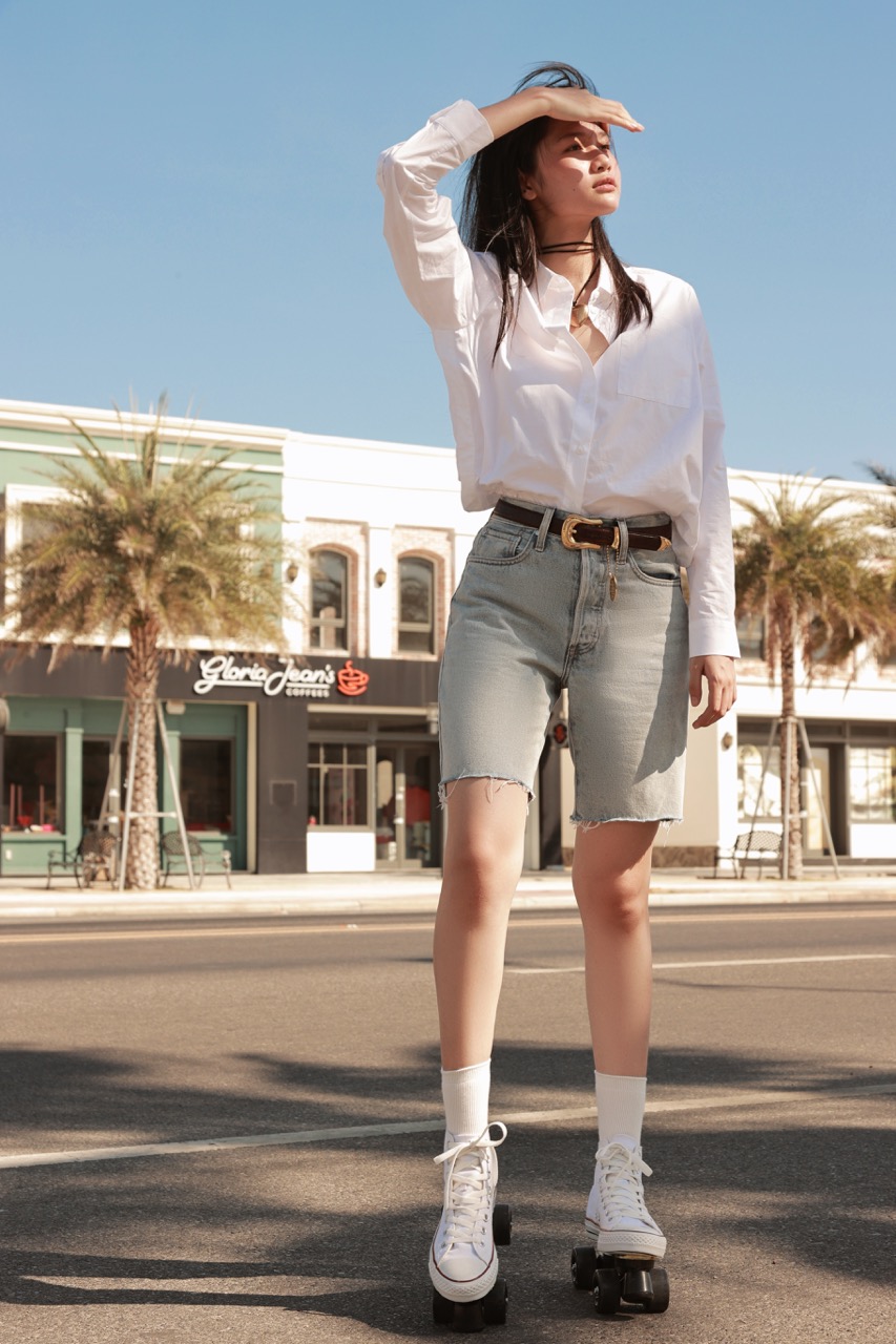TheBLueTshirt - Quần Short Jeans  Nữ - Rolling In Short - Blue Wash