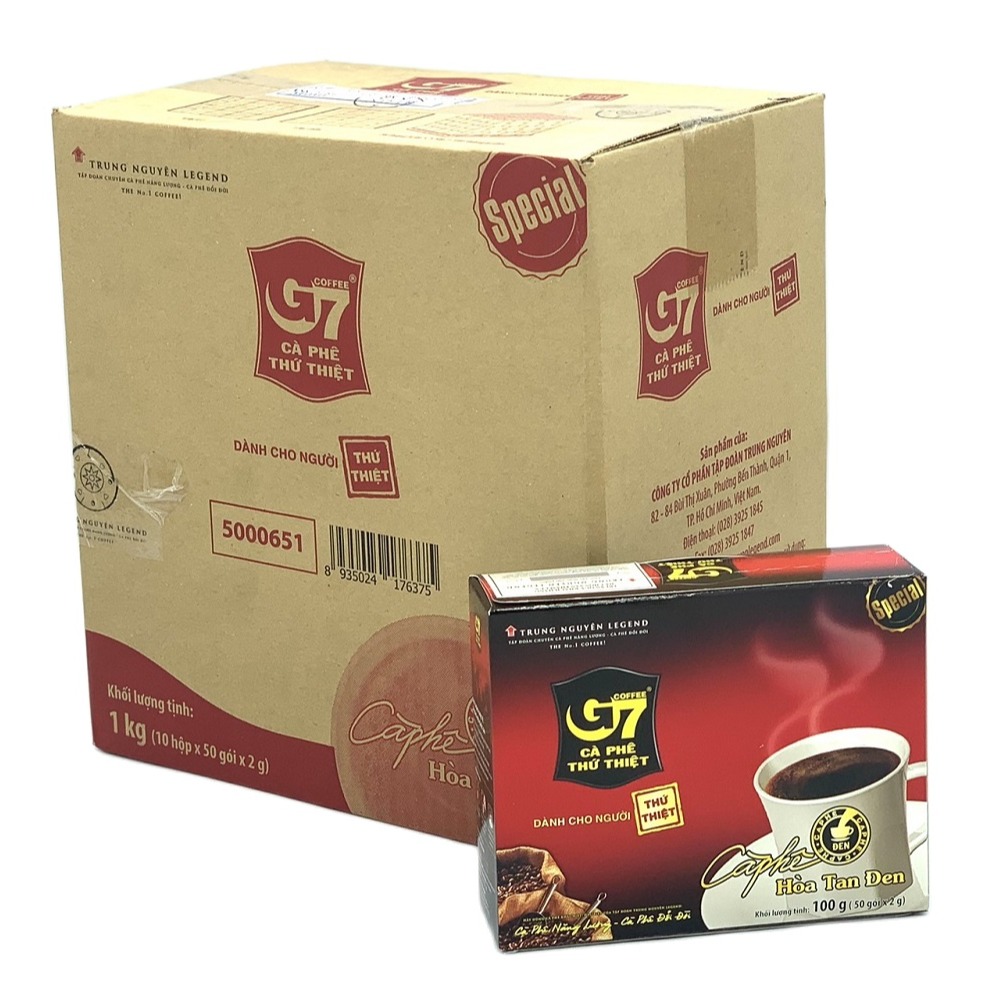 (Combo 2 Hộp 50 Gói) Cà phê hòa tan ĐEN G7 Trung Nguyên( Không Đường Không Sữa)