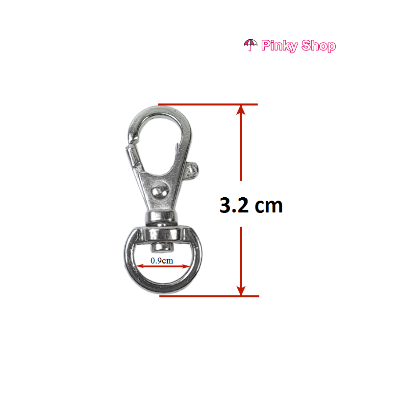 Móc càng cua, khóa càng cua màu bạc 3cm làm phụ kiện balo túi xách  Pinky Shop mã MCCB3