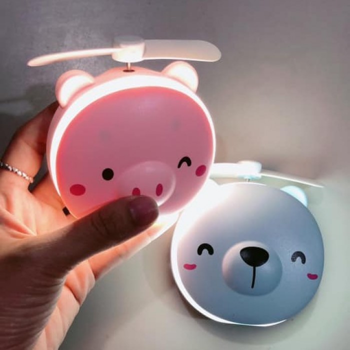 Quạt Mini Kèm Gương Hình Heo