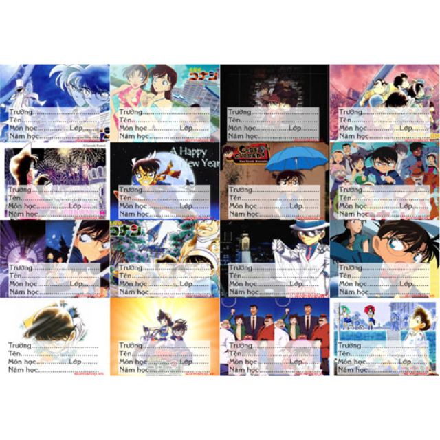 Nhãn vở anime thám tử lừng danh conan 1 tờ 16 nhãn vở