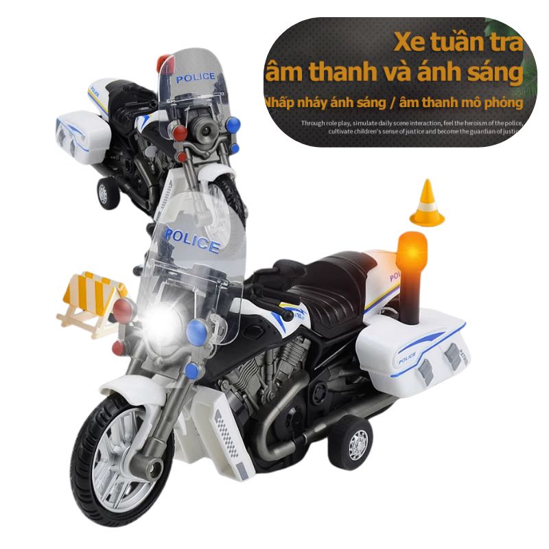 Đồ chơi xe ô tô cảnh sát, xe motor cảnh sát 2 bánh, đồ chơi xe cảnh sát chạy bằng đà, xe có đèn nhấp nháy cực sáng và âm nhạc, đồ chơi trẻ em, đồ chơi trẻ em thông minh, đồ chơi cho bé trai bé gái, xe đồ chơi sưu tầm.