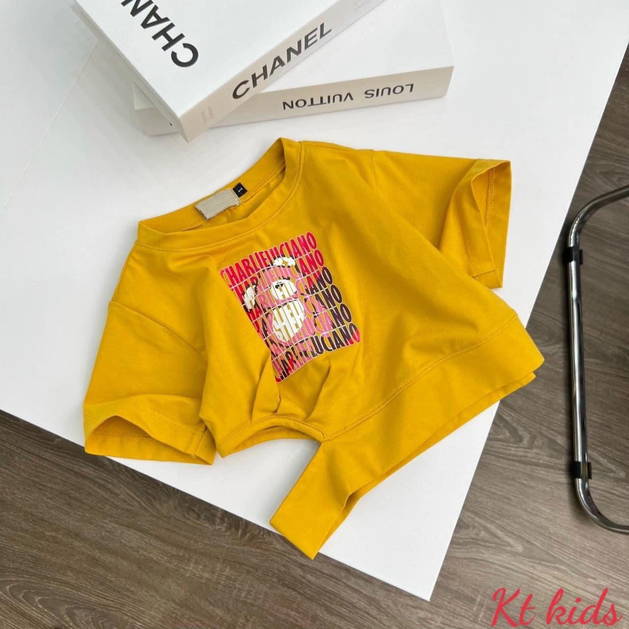 Áo thun croptop kiểu khoét eo cho bé gái