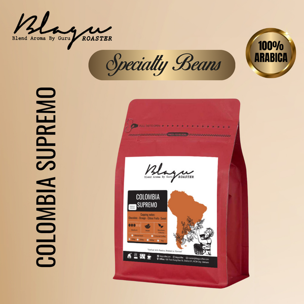 Cà Phê Blagu Hạt Đã Rang, Colombia Supremo - 100% Arabica - Typica - Medium Roast - 250g