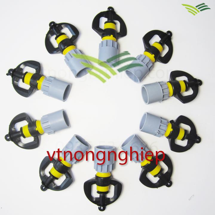 10 Béc tưới phun mưa BB-909 + 10 nối ren 17 ra ống pvc 21mm, ,có móc treo bằng nhựa trên đỉnh béc , đầu phun chống côn trùng xâm nhập , cơ chế điều tiết độc đáo đảm bảo.