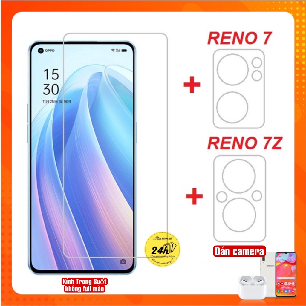 Kính cường lực oppo reno 7 4g reno 7 5g - reno7 z 5g trong suốt không full màn + dán camera reno 7 , reno 7 z 5g