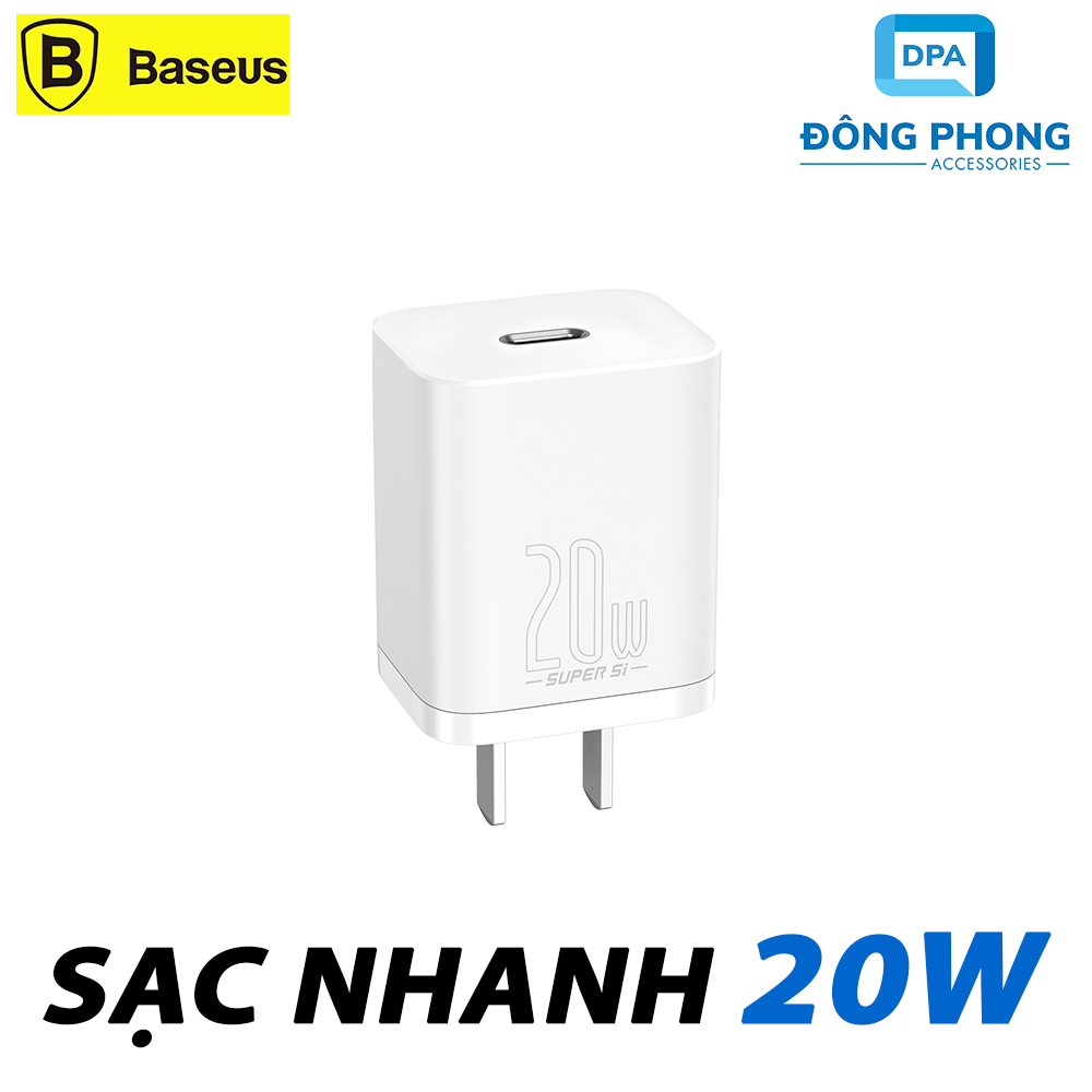 Củ Sạc Nhanh Baseus PD 20W Super Si Chính Hãng