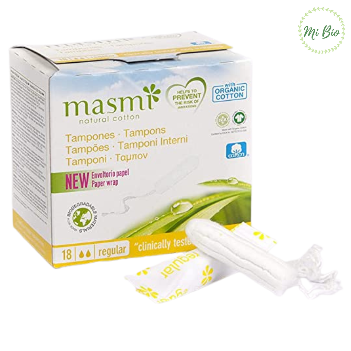 Tampon không cần đẩy 2 giọt hữu cơ (18m) - Masmi
