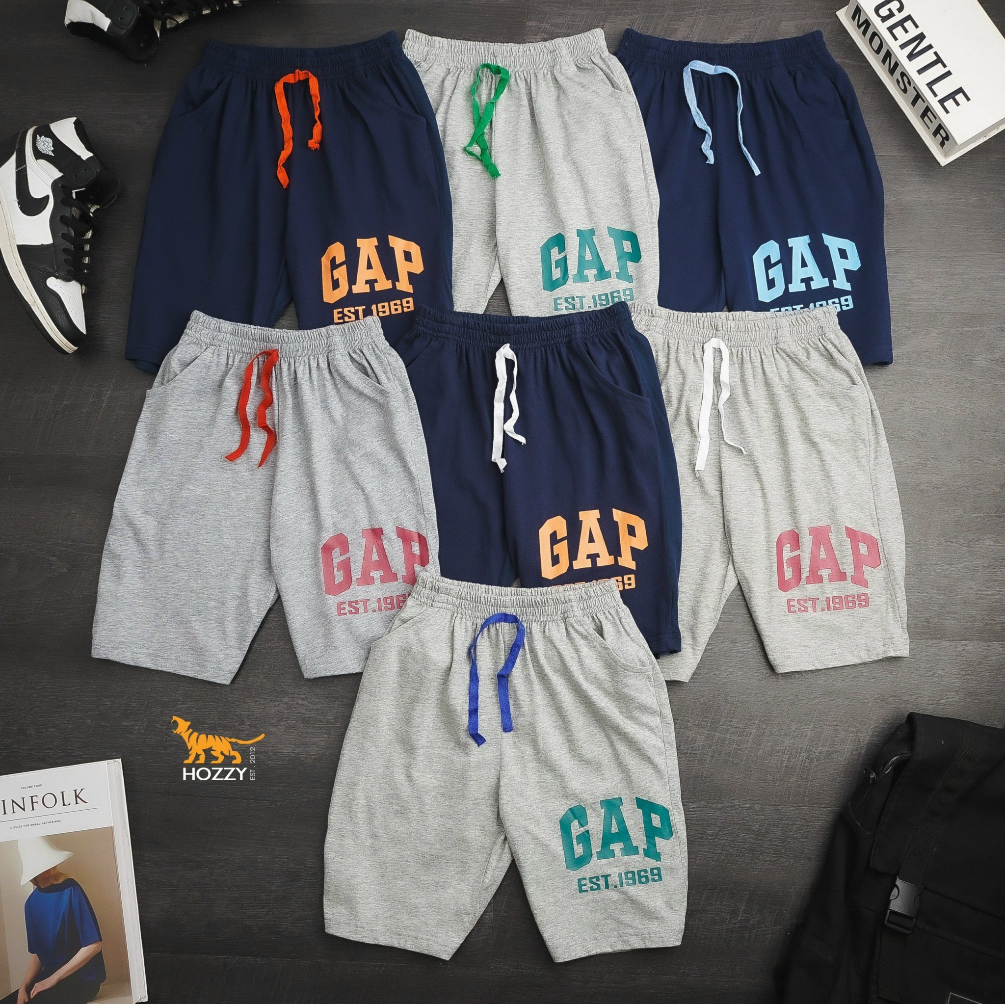 (Bé trai 20-55kg) Quần đùi thun cotton in chữ GAP