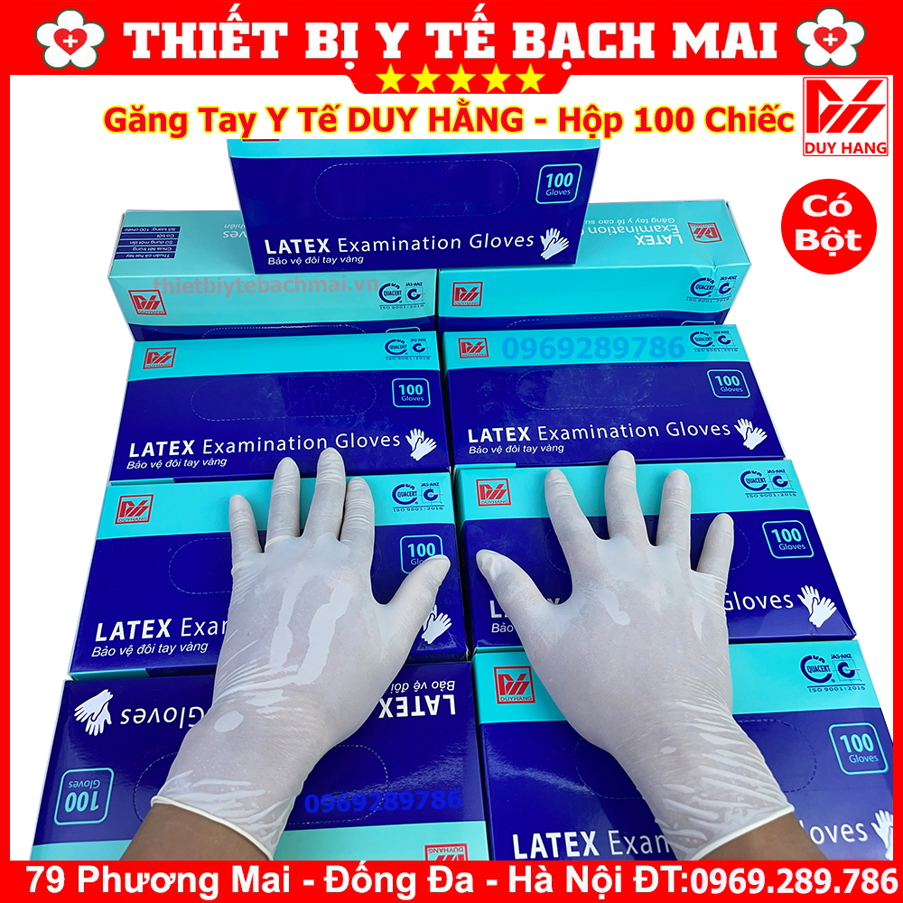 Găng tay y tế có bột duy hằng - hộp 100 chiếc