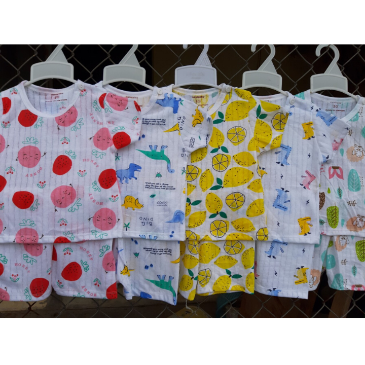 Combo 5 bộ cộc cotton giấy cài vai cho bé