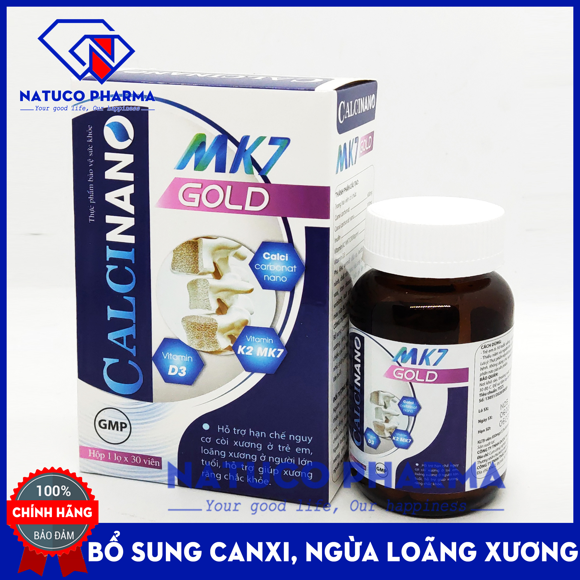 Viên uống bổ sung canxi CALCI NANO MK7 GOLD - bổ sung canxi, vitamin D3