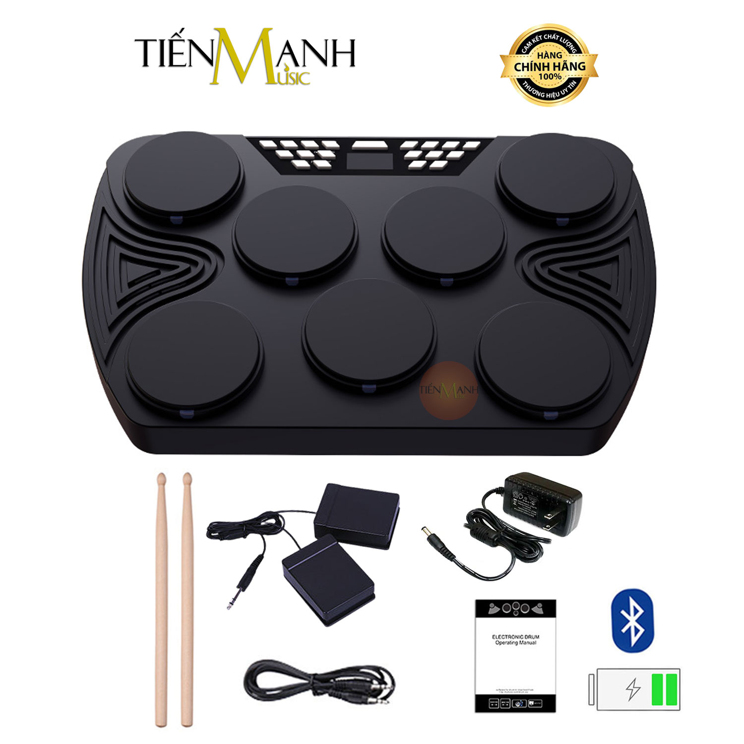 [Bluetooth, Chính Hãng] Bộ Trống Điện Tử Konix ED01, ED02 Ultra-Portable 7&9 Pad Electronic Digital Drum Kit ED1, ED2