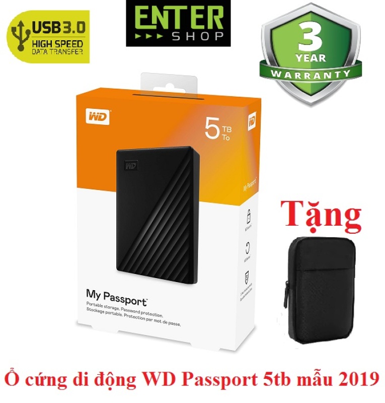 Bảng giá Ổ cứng di động WD My Passport 5Tb Model 2019 Tặng túi chống sốc Phong Vũ