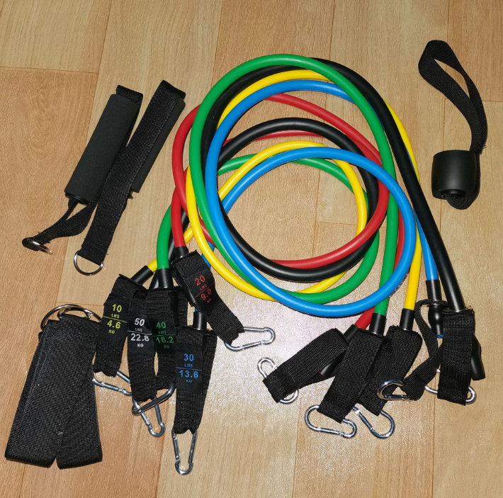 BỘ 5 DÂY NGŨ SẮC, DÂY KHÁNG LỰC TẬP GYM LOẠI 1 MỨC KHÁNG LỰC 150LBS ( ẢNH THẬT)