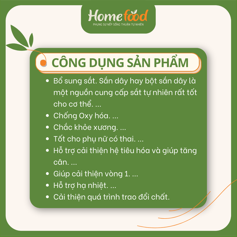Bột sắn dây sạch Homefood túi 800g