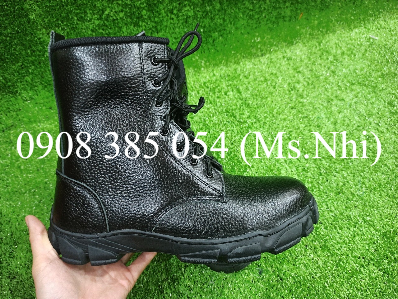 Boot Kcep- Ủng da bảo hộ lao động cột dây mũi sắt đế cao su chống trơn trượt