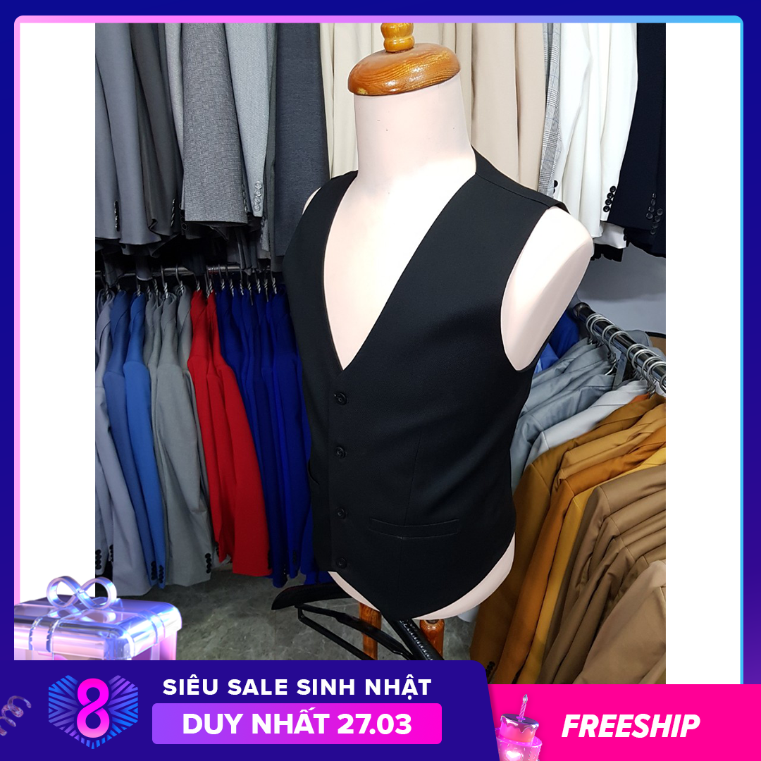Áo gile nam màu đen trẻ trung năng động full size S-3XL 45-95kg