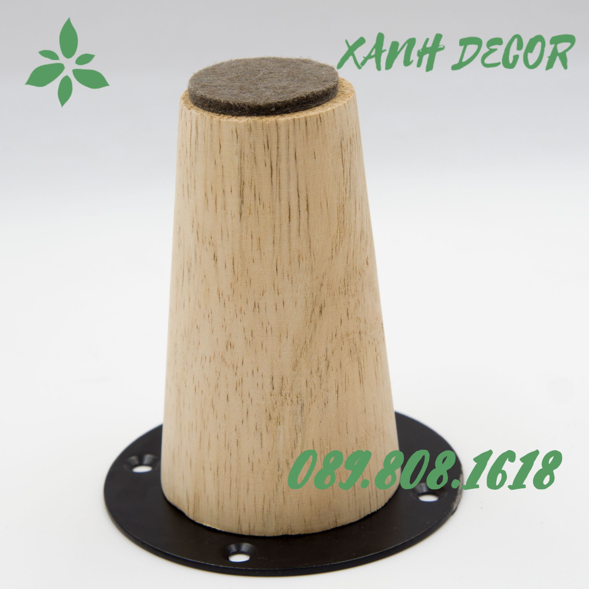 Chân ghế SOFA gỗ cao su Xanh Decor pad tròn