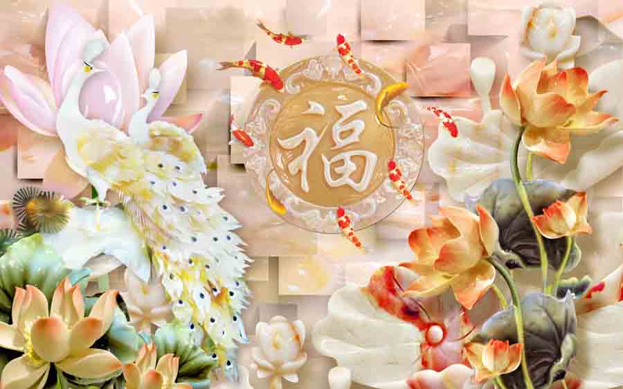Tranh dán tường 3d giả ngọc nhiều kích thước