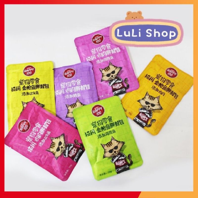 Pate gói Wanpy Happy100 cho mèo 📆DATE MỚI📆 70g với 06 vị tiêu chuẩn giá xưởng