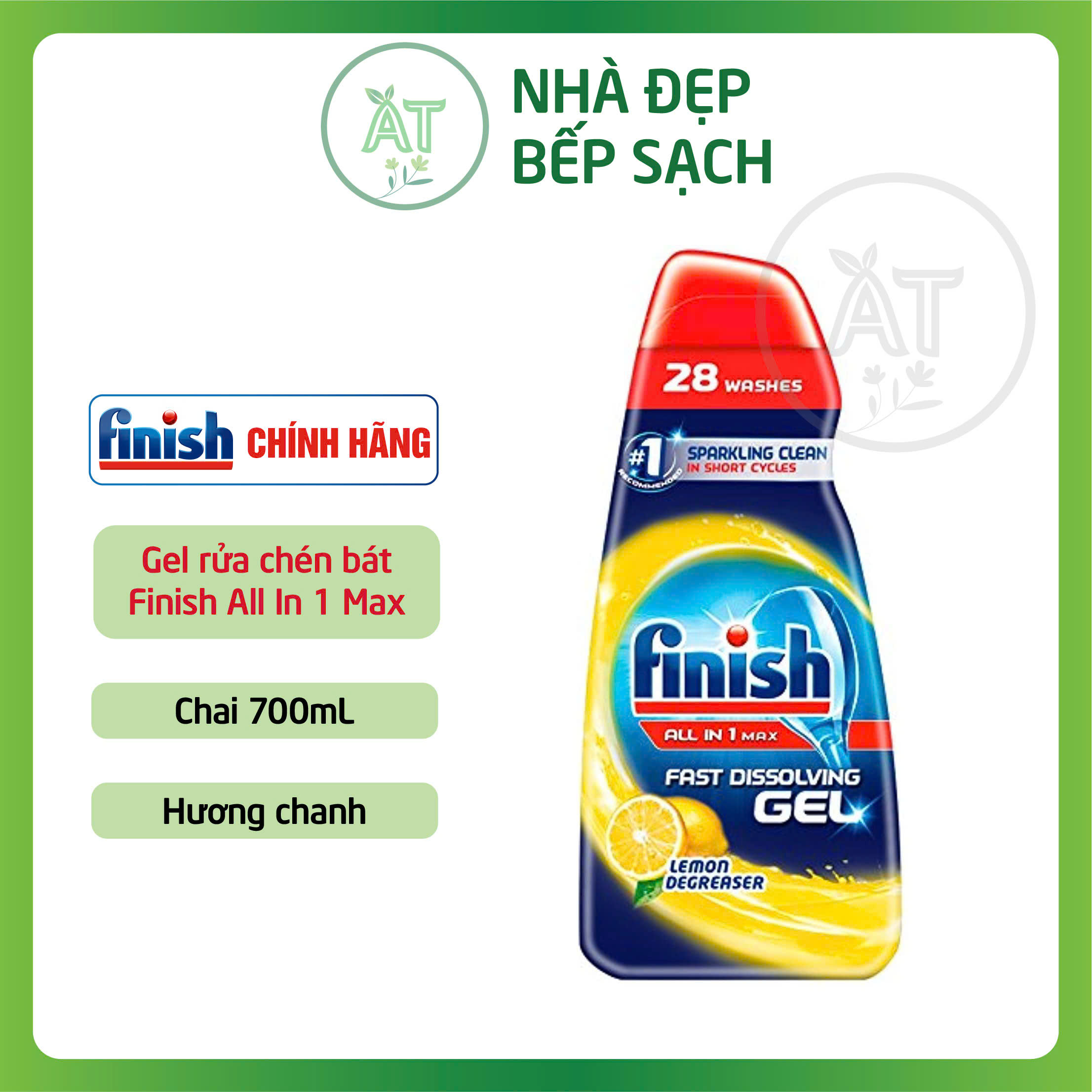 [HCM] Gel rửa chén bát Finish All In 1 Max 700 - 1000ml dùng cho máy rửa chén bát