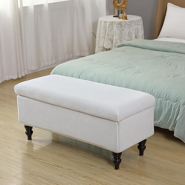 hot！【DT】✺✎  Elastic Footstool Cover Fleece Ottoman Slipcover Protector Rectangular Stool Covers for Room