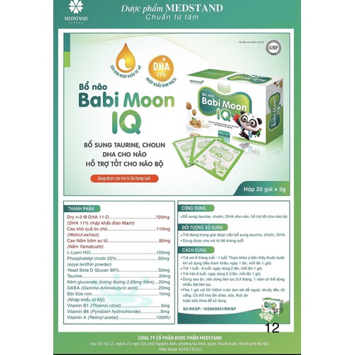 Cốm bổ não BABI MOON IQ hộp 20 gói