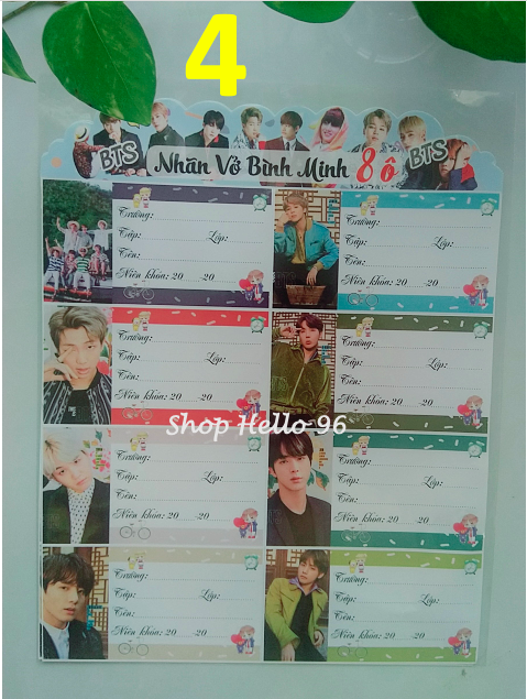 NHÃN VỞ KPOP BTS 1 XẤP 16 NHÃN