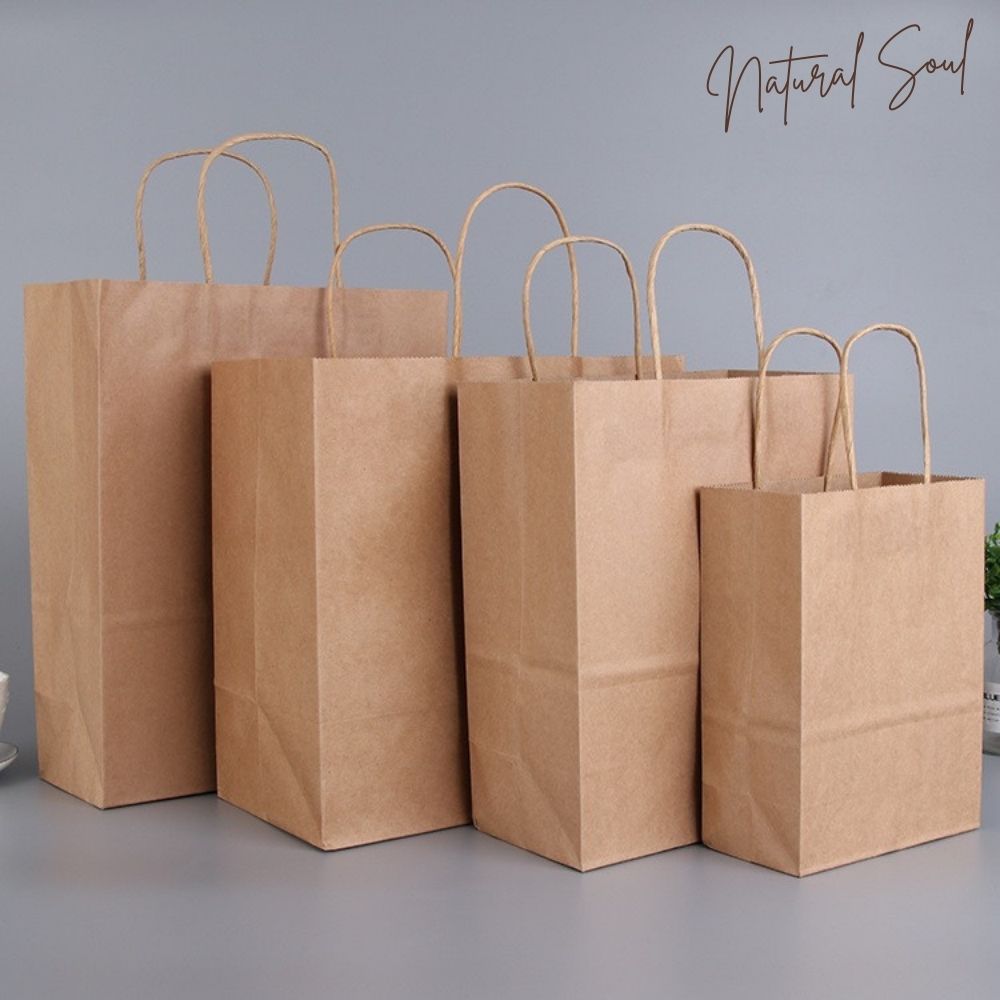 Combo 10 Túi Giấy Kraft Nhật - Quai Giấy Chắc Chắc - Loại Cao Cấp - Cửa Hàng Nến Thơm và Quà Tặng Natural Soul