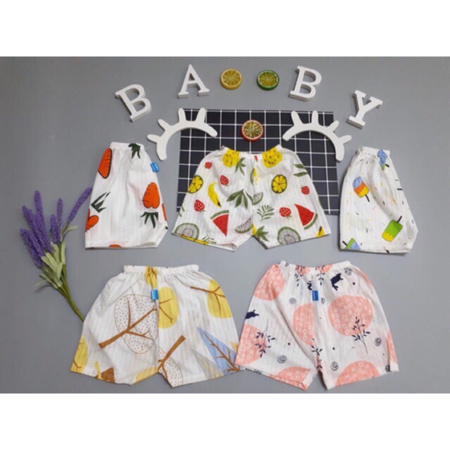 Quần đùi chục cotton giấy cho bé cực đẹp cực mát