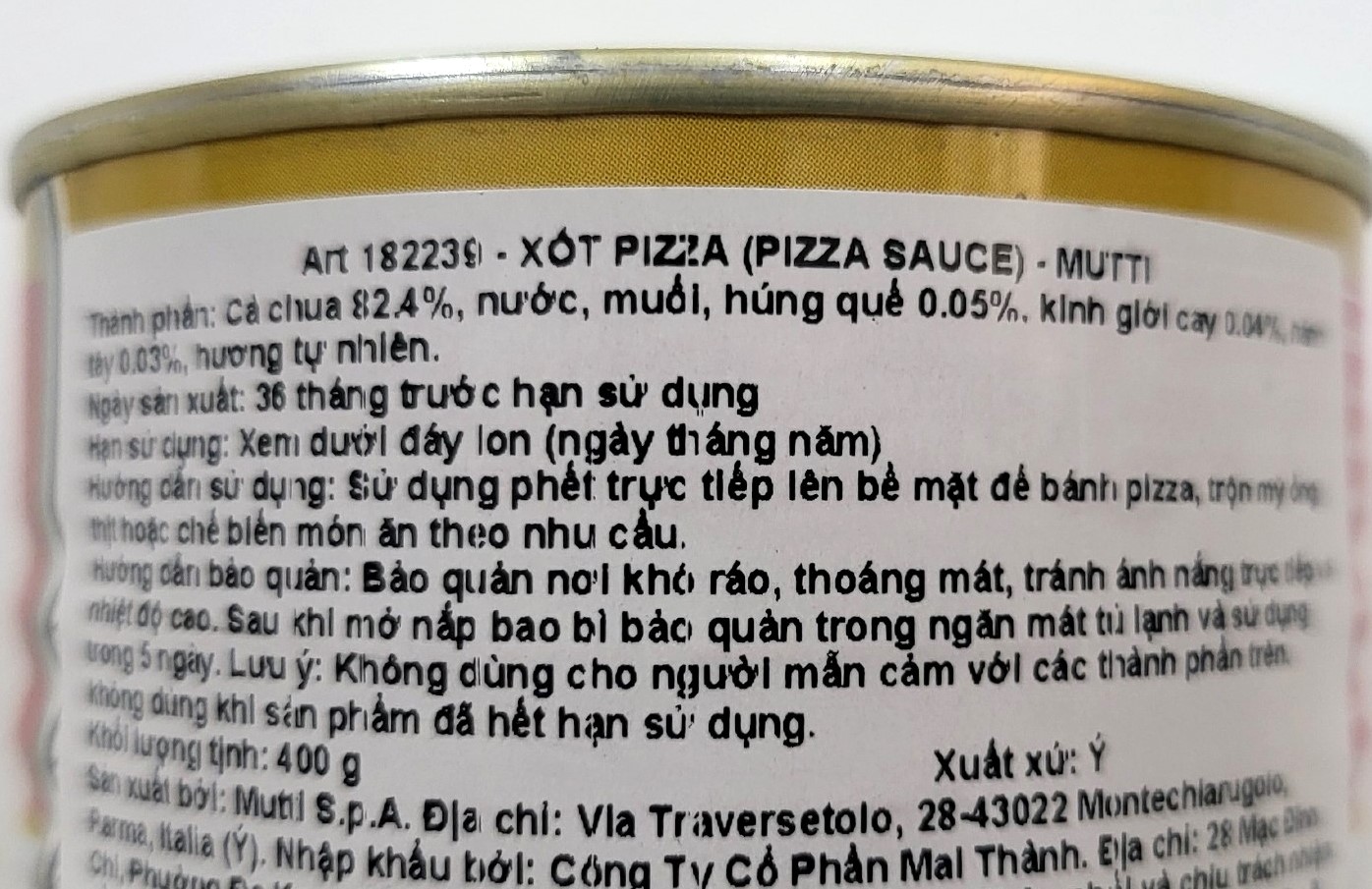 MUTTI (hộp 400g) SỐT PIZZA PARMA Pizza Sauce Aromatica