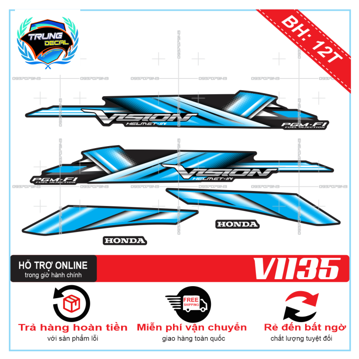 Tem rời xe vision 2012 mẫu zin xanh đen