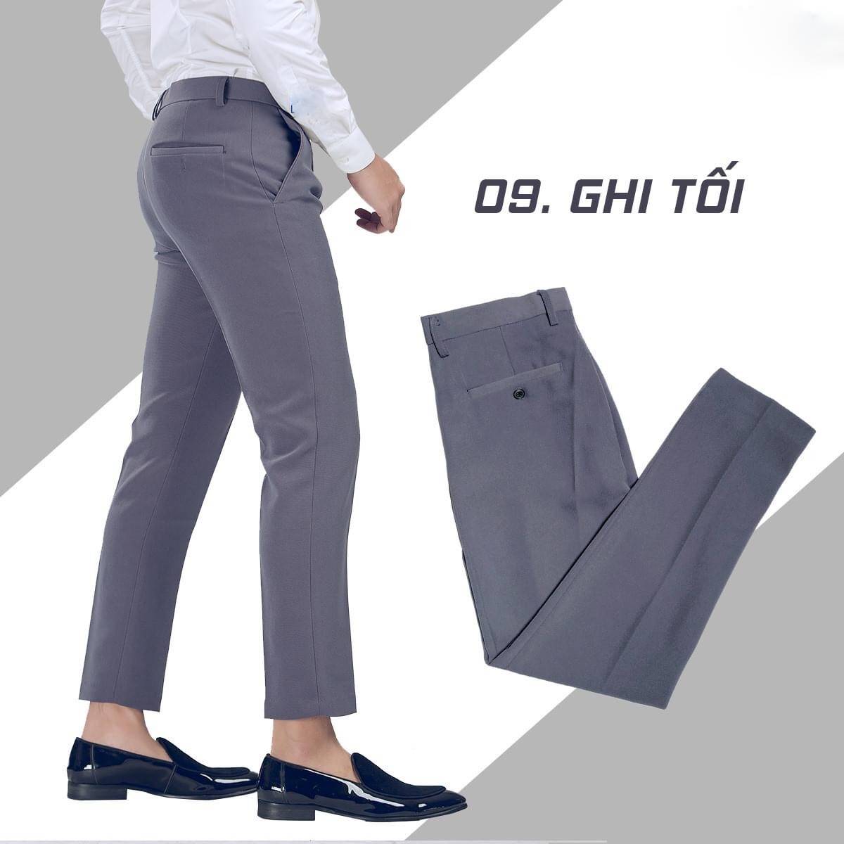 Quần âu nam Hàn Quốc quần tây nam đen dáng ôm vải co giãn không nhăn