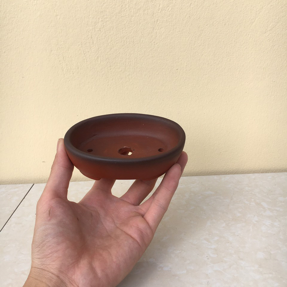 Chậu bonsai Ovan đất nung mini gốm Bát tràng 1 size BM-69