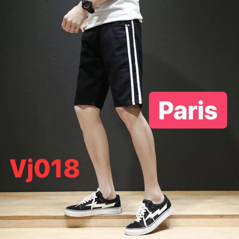 QUẦN SHORT LỬNG JEAN NAM ĐEN TRẮNG 2 SỌC STYLE SOÁI KA CANADA CAO CẤP - PARIS FASHION