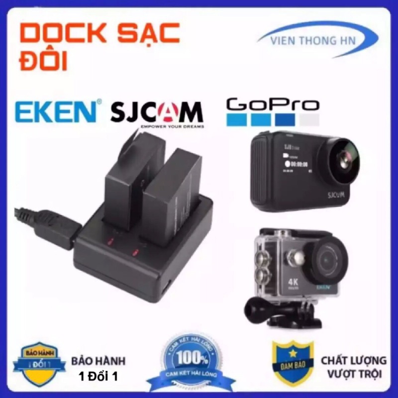 DOCK SẠC ĐÔI camera hành trình SJCAM 4000  eken  Soocoo  Amkov  gopro  camera 4k - PIN CAMERA THỂ THAO