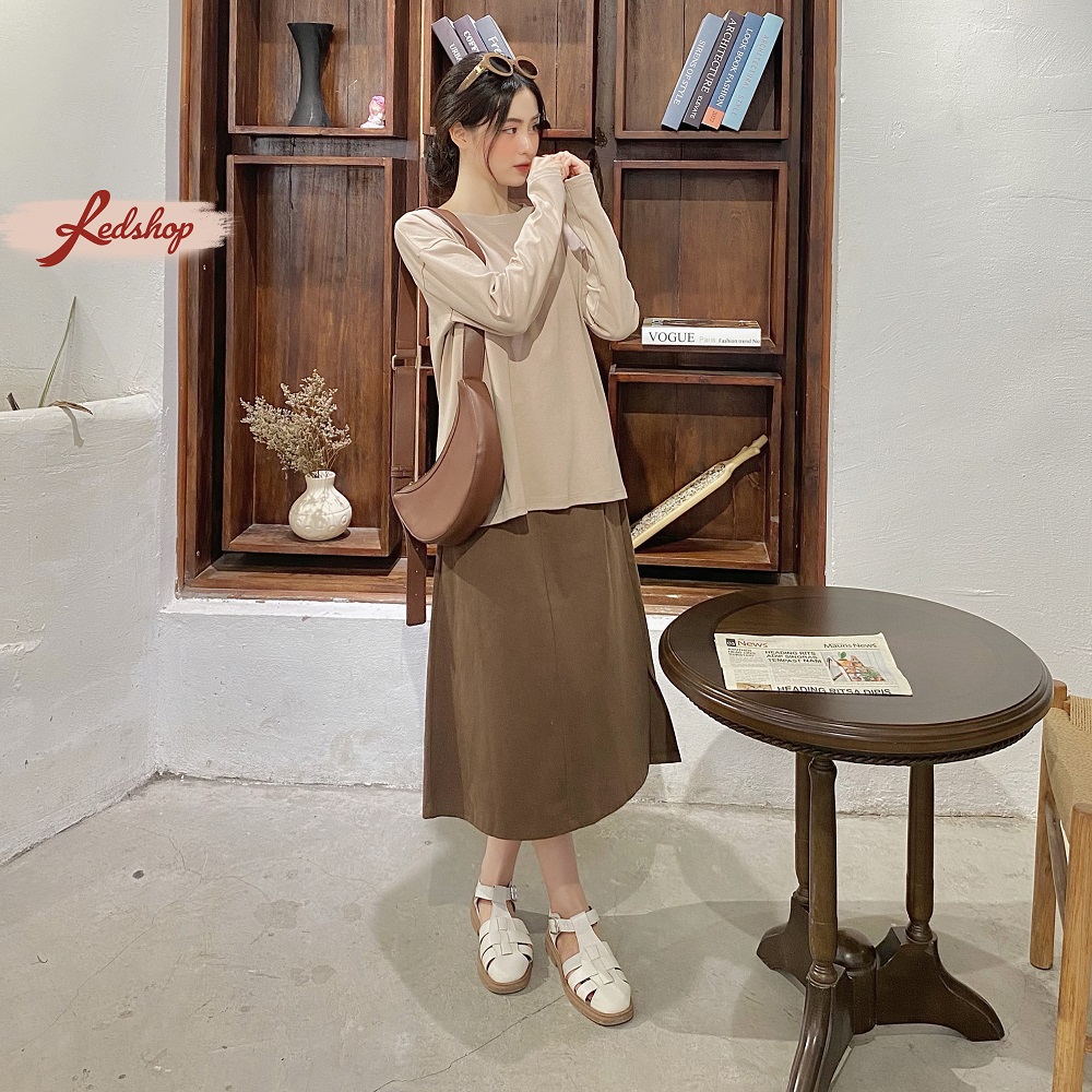 Áo thun nữ Basic dài tay mềm mịn phong cách Hàn Quốc Red Shop 28020