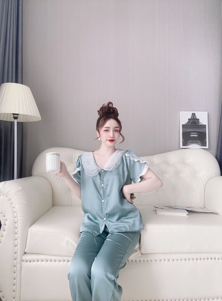 Bộ pijama satin cổ lá cao cấp 40-60kg
