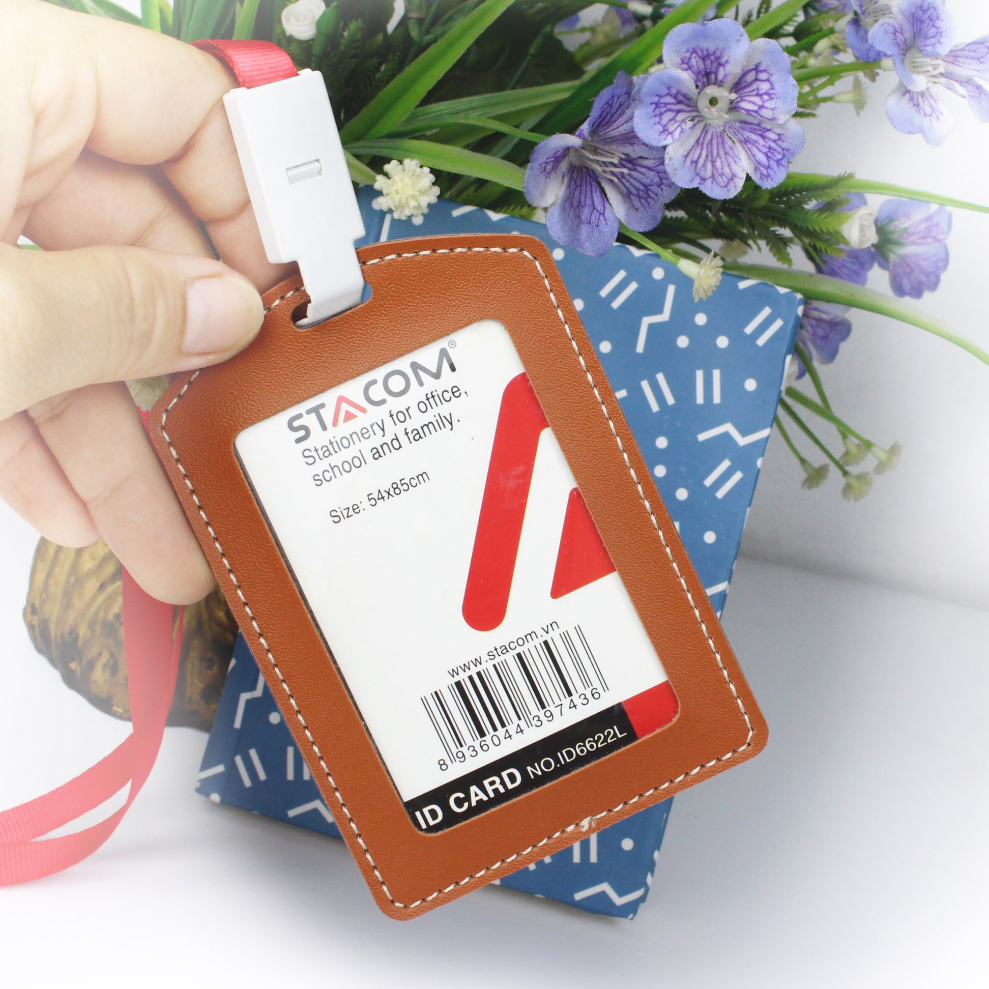 Bộ dây đeo và thẻ PU (da) STACOM ID6622L ( có dây)