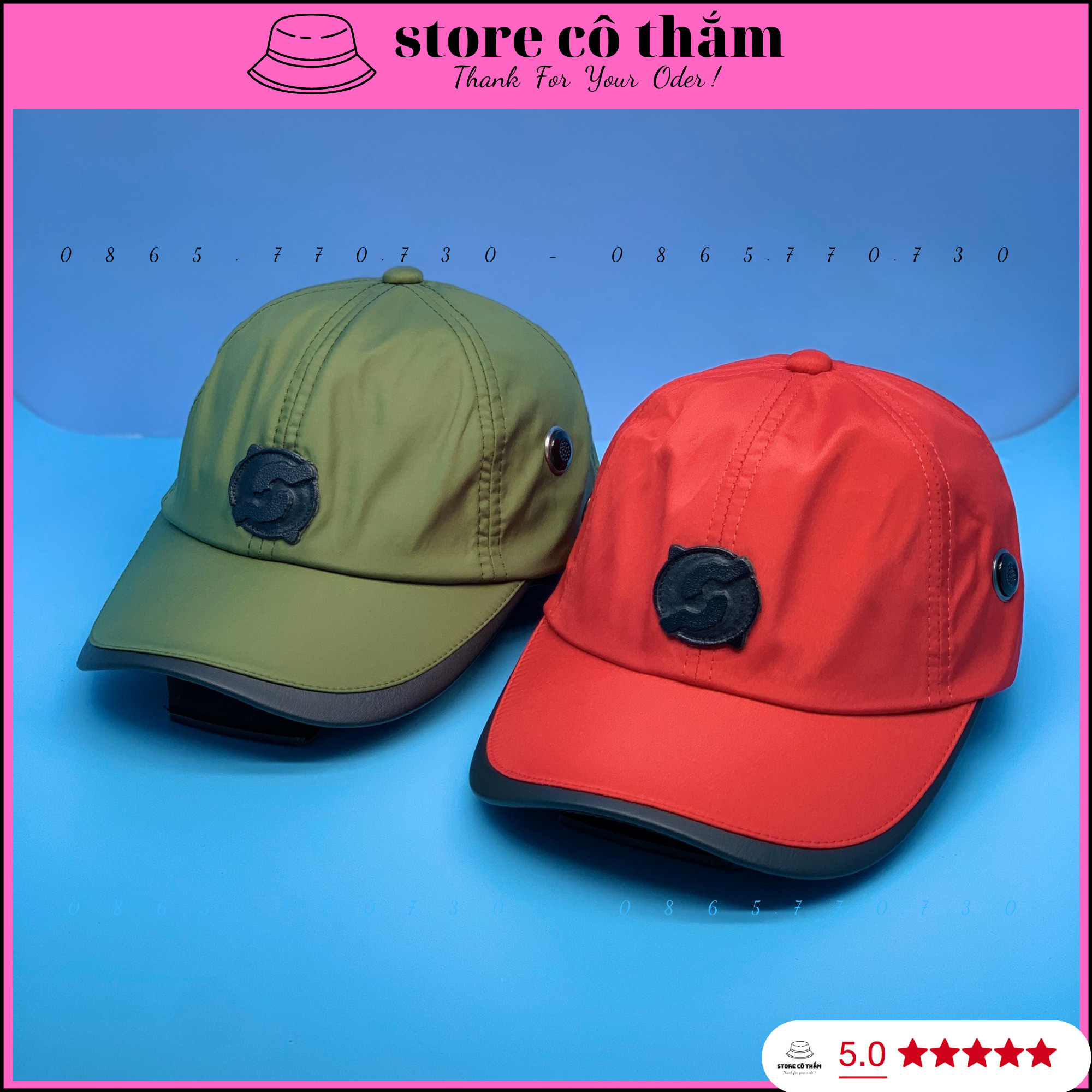 COMBO 2 CÁI NÓN DÙ LOGO S - NÓN KẾT CHẤT DÙ LOGO DA VIỀN DA CAO CẤP