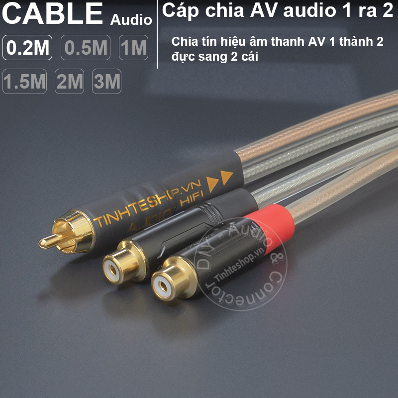 DIY male to 2 female RCA splitter cable 0.2 to 3 meters