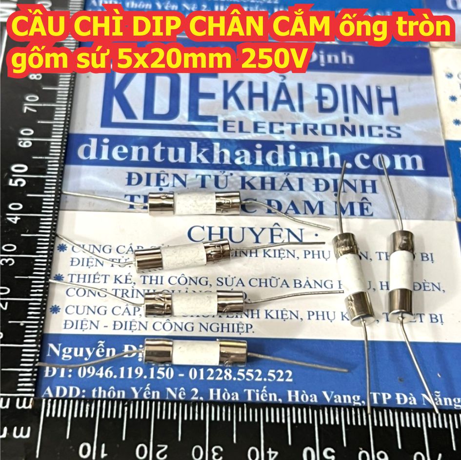 10 cái cầu chì dip chân cắm ống tròn gốm sứ 5x20mm 250v 10a 15a 20a kde9673
