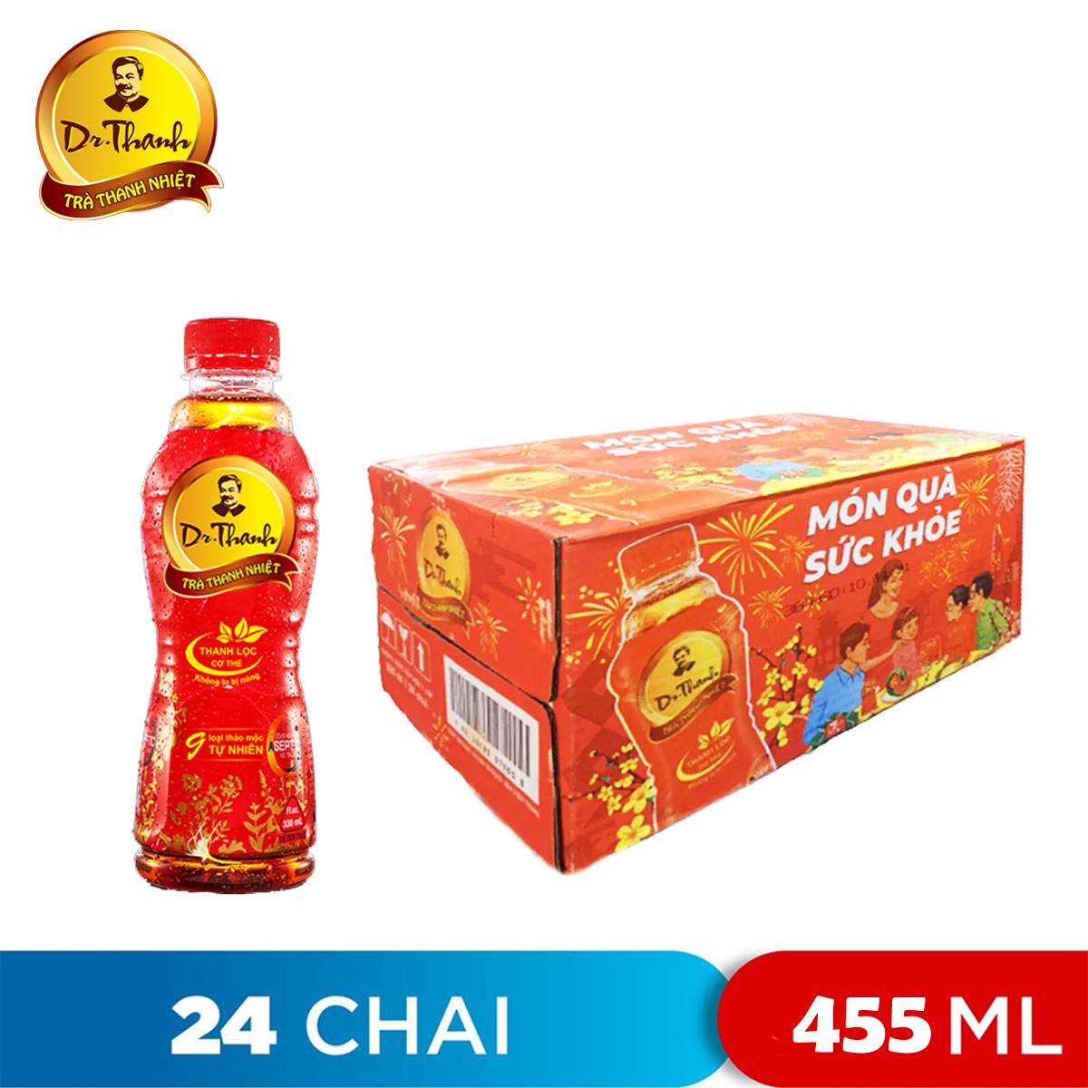 Thùng 24 chai trà thảo mộc thanh nhiệt dr. thanh 455ml