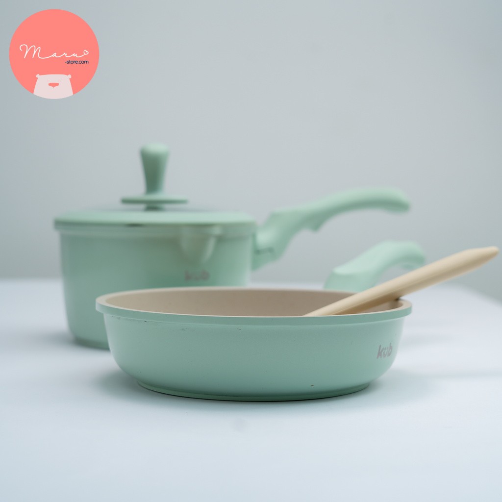 [Tặng nước rửa đa năng KUB] Bộ nồi & chảo vân đá maifan chống dính KUB (kèm xửng hấp)