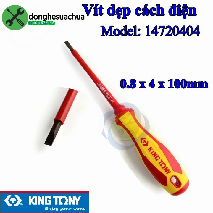 Vít dẹp cách điện kingtony 14720404 0.8 x 4 x 100mm