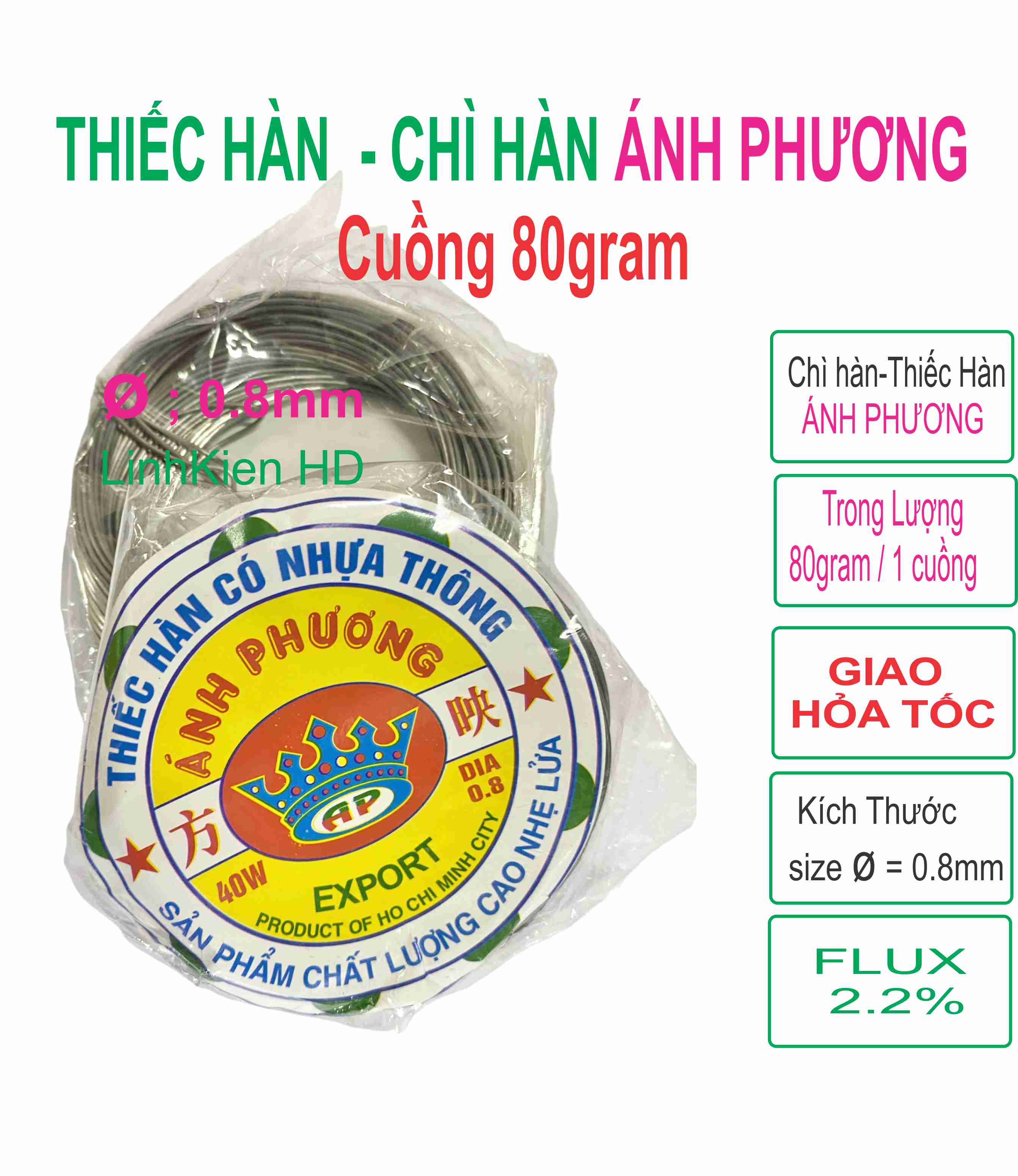 Chì hàn ánh phương cuộn 80gr 0.8mm