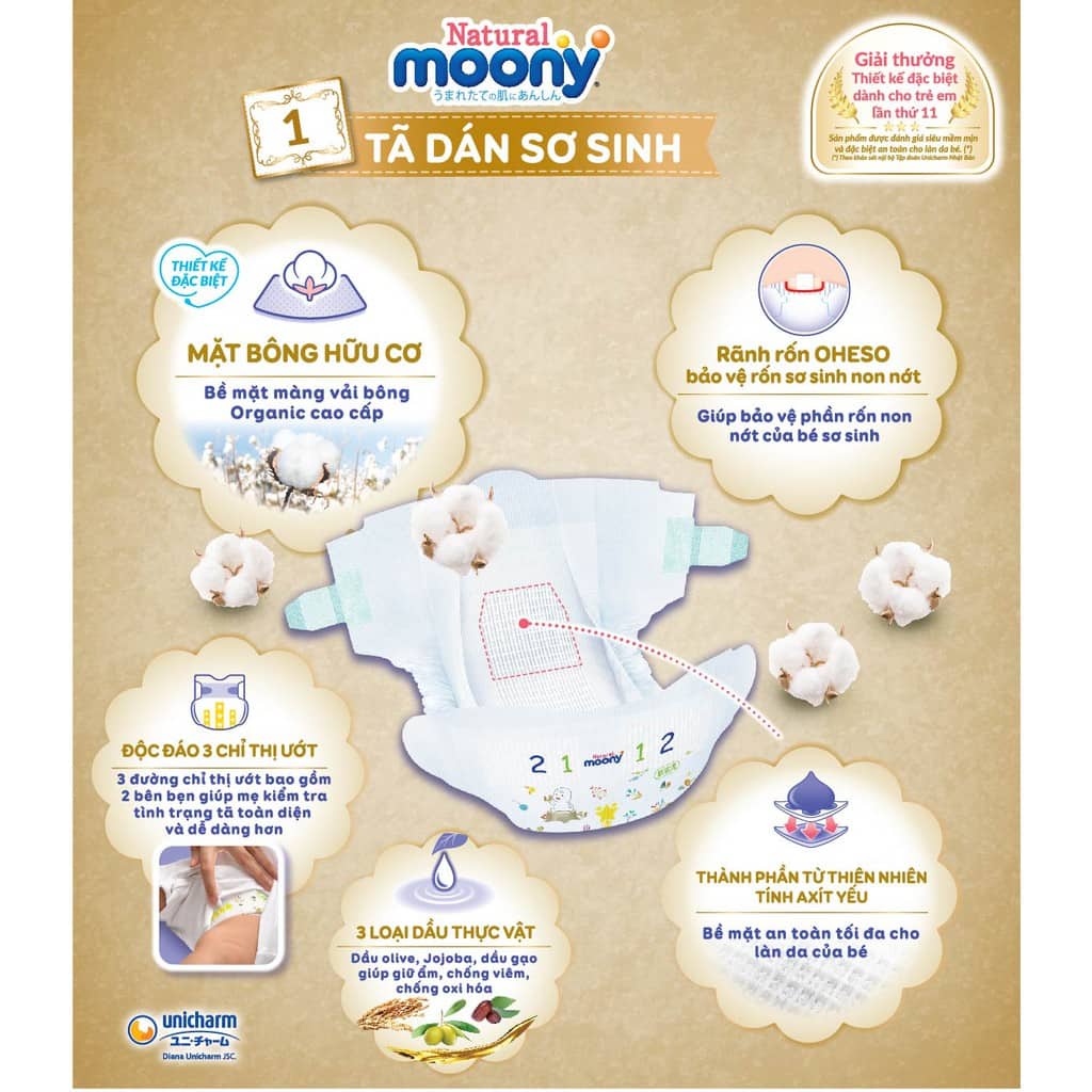 Tã quần Moony Natural siêu cao cấp M46/L36/Xl32