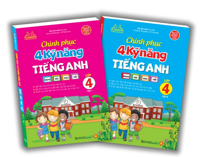 Combo 2 tập Chinh phục 4 kỹ năng tiếng anh Nghe - nói - đọc - viết lớp 4