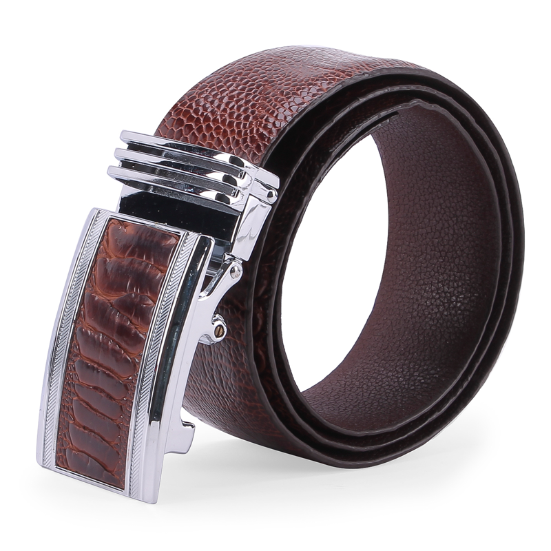 Brown assorted ostrich leather men's belt